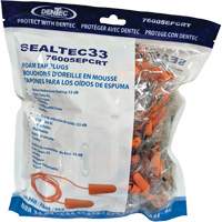SEALTEC33 Orange Tapered PU Foam Disposable Earplugs, Bulk - Polybag, Corded Toolneeds Inc.