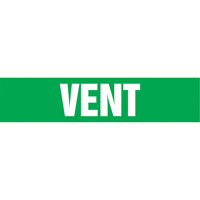 "Vent" Pipe Markers, Self-Adhesive, 4" H x 24" W, White on Green Toolneeds Inc.