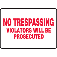 Enseigne  No Trespassing , 7" x 10", Vinyle, Anglais Toolneeds Inc.
