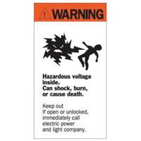 "Warning Hazardous Voltage" Sign, 8" x 4-1/2", Acrylic, English with Pictogram Toolneeds Inc.