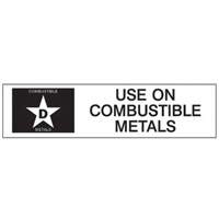 "D: Use on Combustible Metals" Fire Extinguisher Label Toolneeds Inc.