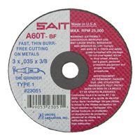 Cut-Off Wheel (A36T), 3" x 0.035", 3/8" Arbor, Type 1, Aluminum Oxide, 25000 RPM Toolneeds Inc.