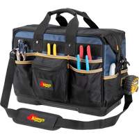 Sac &agrave; outils ferm&eacute; pour entrepreneurs &agrave; base moul&eacute;e, Polyester balistique, 29 pochettes, Noir/Bleu Toolneeds Inc.