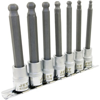 LHSW-3807M Metric 4" Long Ball Nose Socket Set, Hex Ball, 3/8" Drive, 7 Pcs Toolneeds Inc.