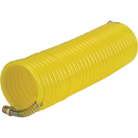 Nylon Coil Air Hose With Fittings, Air, 1/4" ID x 25' L, Nylon, 200 PSI at 23°C Toolneeds Inc.