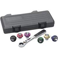 6 Point Magnetic Oil Drain Plug Metric Socket Set, 7 Pieces, 3/8" Drive Size Toolneeds Inc.
