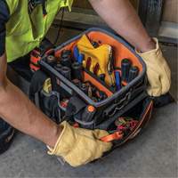 Tradesman Pro Tool Tote, Ballistic Nylon, 40 Pockets, Black/Orange Toolneeds Inc.