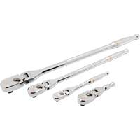 1/4", 3/8" & 1/2" Drive 120XP Full Polish Flex Handle Teardrop Ratchet Set Toolneeds Inc.