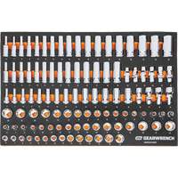Jeu d'outils m&eacute;triques pour m&eacute;canicien MEGAMOD dans des plateaux en mousse modulaire avec armoire roulante &agrave; outils, 358 morcea Toolneeds Inc.
