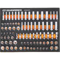Jeu d'outils m&eacute;triques pour m&eacute;canicien MEGAMOD dans des plateaux en mousse modulaire avec armoire roulante &agrave; outils, 358 morcea Toolneeds Inc.