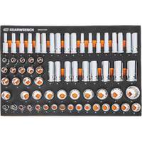 Jeu d'outils m&eacute;triques pour m&eacute;canicien MEGAMOD dans des plateaux en mousse modulaire avec armoire roulante &agrave; outils, 358 morcea Toolneeds Inc.