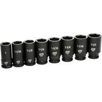 6 Point SAE Socket Set, 8 Pcs, Impact, 3/4" Drive Size, Deep Toolneeds Inc.
