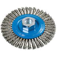 Brosse &agrave; fils nou&eacute;s pour cordons de soudure, Dia. 4-1/2", Fils 0,02", Arbre 5/8"-11, Aluminium/Acier inoxydable Toolneeds Inc.