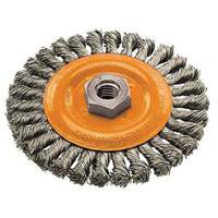 Brosse rotative &agrave; fils nou&eacute;s large, Dia. 4", Fils 0,02", Arbre 5/8"-11, Acier Toolneeds Inc.