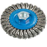 Wide Knotted Wire Wheel Brush, 4-1/2" Dia., 0.02" Fill, 5/8"-11 Arbor, Aluminum/Stainless Steel Toolneeds Inc.