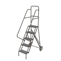 Steel Rolling Ladder, 5 Steps, 16" Step Width, 50" Platform Height, Steel Toolneeds Inc.