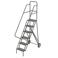 Steel Rolling Ladder, 6 Steps, 16" Step Width, 60" Platform Height, Steel Toolneeds Inc.