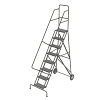 Steel Rolling Ladder, 8 Steps, 16" Step Width, 80" Platform Height, Steel Toolneeds Inc.
