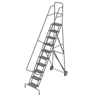Rolling Ladder, 10 Steps, Serrated, 106" High Toolneeds Inc.
