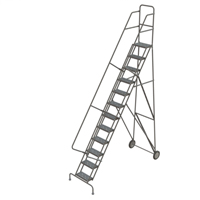 Rolling Ladder, 12 Steps, Serrated, 126" High Toolneeds Inc.