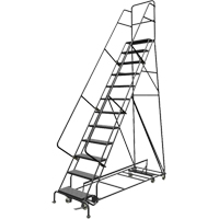 All Directional Rolling Ladder, 12 Steps, 24" Step Width, 120" Platform Height, Steel Toolneeds Inc.