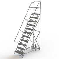 All Directional Rolling Ladder, 11 Steps, 24" Step Width, 110" Platform Height, Steel Toolneeds Inc.