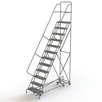 All Directional Rolling Ladder, 12 Steps, 24" Step Width, 120" Platform Height, Steel Toolneeds Inc.