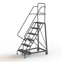 Heavy Duty Rolling Ladder, 6 Steps, 24" Step Width, 60" Platform Height, Steel Toolneeds Inc.