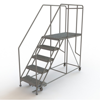 Mobile Work Platform, Steel, 5 Steps, 50" H, 47" D, 24" Step, Serrated Toolneeds Inc.