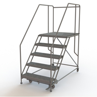 Mobile Work Platform, Steel, 5 Steps, 50" H, 36" D, 36" Step, Serrated Toolneeds Inc.