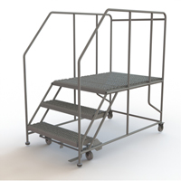 Mobile Work Platform, Steel, 3 Steps, 30" H, 48" D, 36" Step, Serrated Toolneeds Inc.