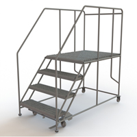 Mobile Work Platform, Steel, 4 Steps, 40" H, 48" D, 36" Step, Serrated Toolneeds Inc.