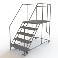 Mobile Work Platform, Steel, 5 Steps, 50" H, 48" D, 36" Step, Serrated Toolneeds Inc.
