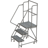 Deep Top Step Rolling Ladder, 3 Steps, 16" Step Width, 30" Platform Height, Steel Toolneeds Inc.