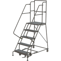 Deep Top Step Rolling Ladder, 5 Steps, 16" Step Width, 50" Platform Height, Steel Toolneeds Inc.