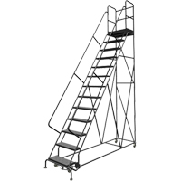 Deep Top Step Rolling Ladder, 13 Steps, 24" Step Width, 130" Platform Height, Steel Toolneeds Inc.