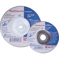 Saitech Ultimate Performance Grinding Wheel, 4" x 1/4", 3/8" Arbor, Aluminum Oxide, Type 27 Toolneeds Inc.
