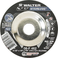 Depressed Centre Grinding Wheels - Stainless Type 27, 4-1/2" x 1/8", 7/8" Arbor, Type 27 Toolneeds Inc.