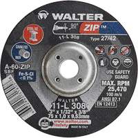 Zip Cutting and Grinding Wheel, 3" x 1/13", 3/8" Arbor, Type 27, 60 Grit, Aluminum Oxide Toolneeds Inc.
