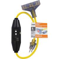Adaptateurs pour disjoncteurs de fuite &agrave; la terre &agrave; trois prises Shocksafe, 125 V, 15 A, Cordon de 3' Toolneeds Inc.