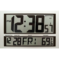 Jumbo Clock, Digital, Battery Operated, 16.5" W x 1.7" D x 11" H, Silver Toolneeds Inc.