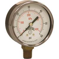 Economy Pressure Gauge, 2-1/2" , 0 - 60 psi, Bottom Mount, Analogue Toolneeds Inc.
