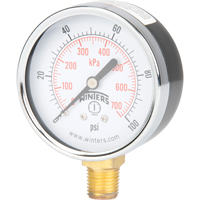 Pressure Gauge, 2-1/2" , 0 - 100 psi, Bottom Mount, Analogue Toolneeds Inc.